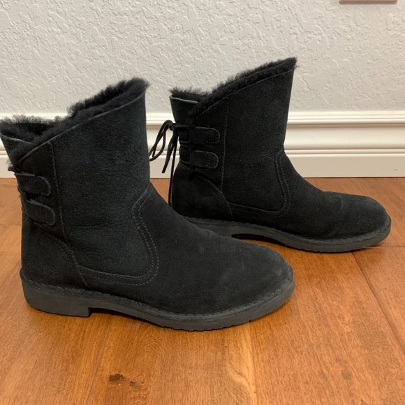 UGG Naiyah Suede Booties Black Womens Size 7 Shearling - Picture 7 of 13